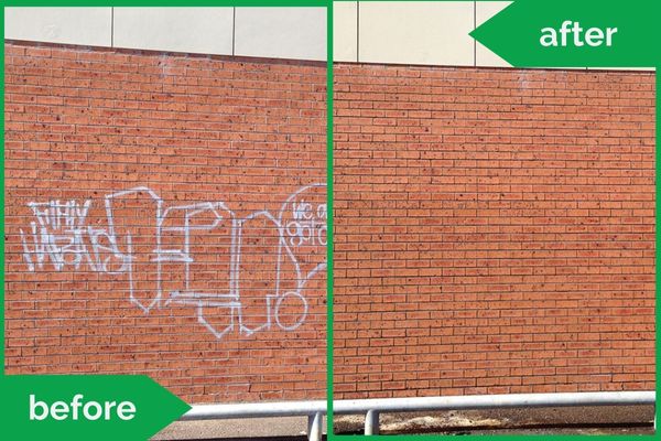 Brick Wall Graffiti Pressure Cleaning Before Vs After