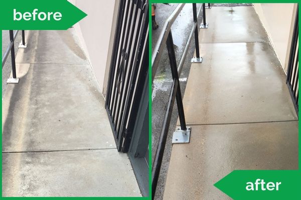 Concrete Ramp Way Pressure Cleaning Before Vs After