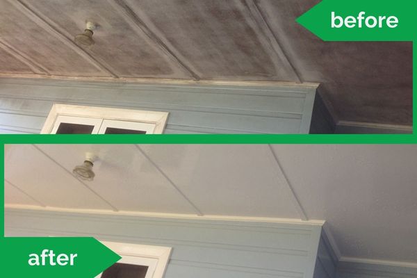 Exterior Ceiling Pressure Cleaning Before Vs After