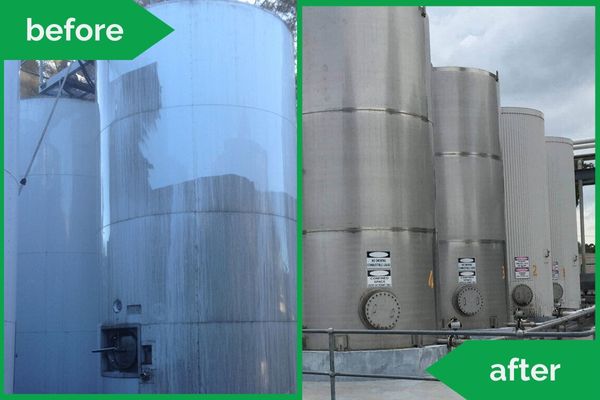 Factory Silo Pressure Cleaning Before Vs After