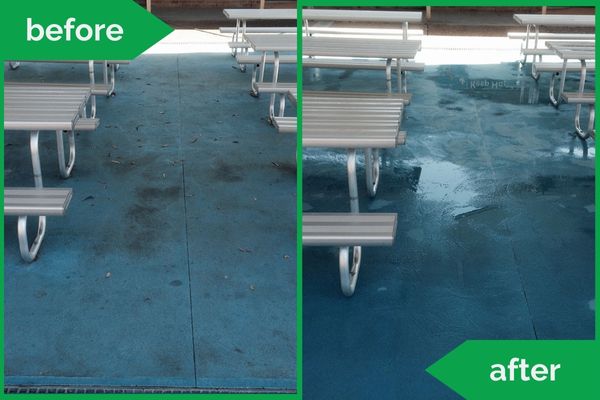 Gum Removal On Concrete Floor Pressure Cleaning Before Vs After