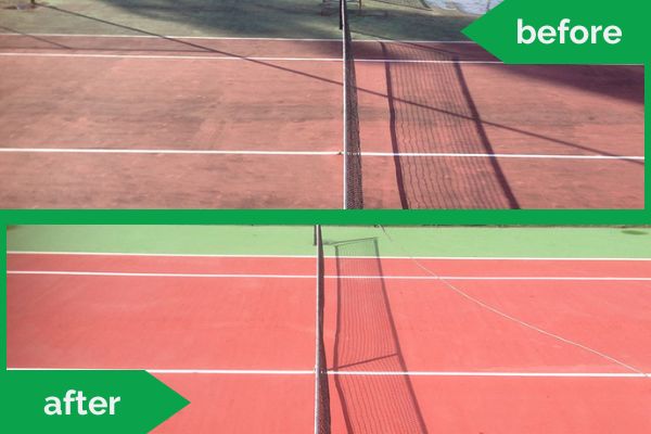 Tennis Court Pressure Cleaning Before Vs After